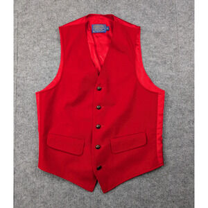 Vintage Pendleton Vest Mens 38 Virgin Wool Waistcoat Red USA Made Timeless Retro